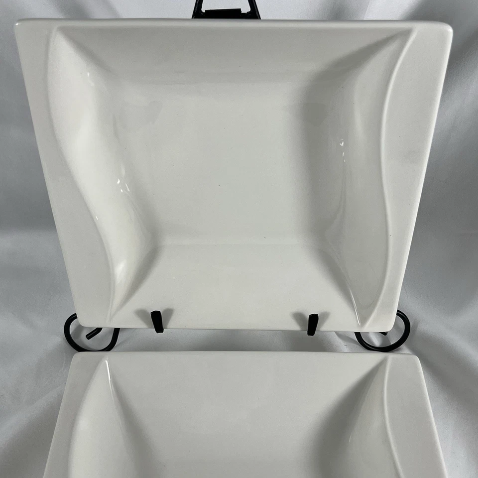 MALACASA Blance Juego de 4 Tazones Cuadrados para Sopa Cereal Porcelana Blanco Foto 3 de 4