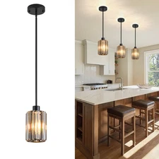 Modern Mini Crystal Pendant Lights Chandeliers Adjustable Sloped LED Hanging ...