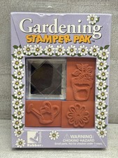 New Rubber Stampede GARDENING Rubber Stamp Stamper Pak Set of 3 Sealed Ink Pad