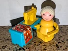 Vintage Fisher Price Little People Sewing Machine Chair Grandma (M11)