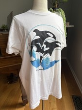 Vintage 90s Orca Whale XL Graphic T Shirt Single Stitch XL USA Made White