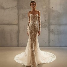 Elegant Lace Illusion Off-Shoulder Wedding Dress   Mermaid Tulle Bridal Gown wit
