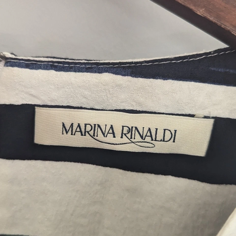 Женское платье Marina Rinaldi темно-синее в белую полоску размер 21 преобразуется среднее - Изображение 3 из 4