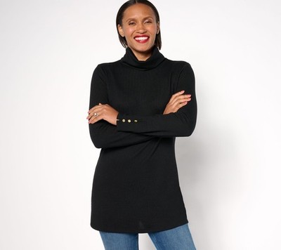 Denim & Co. Women's Top Plus Sz 2X Essentials Heavenly Jersey Tunic Black