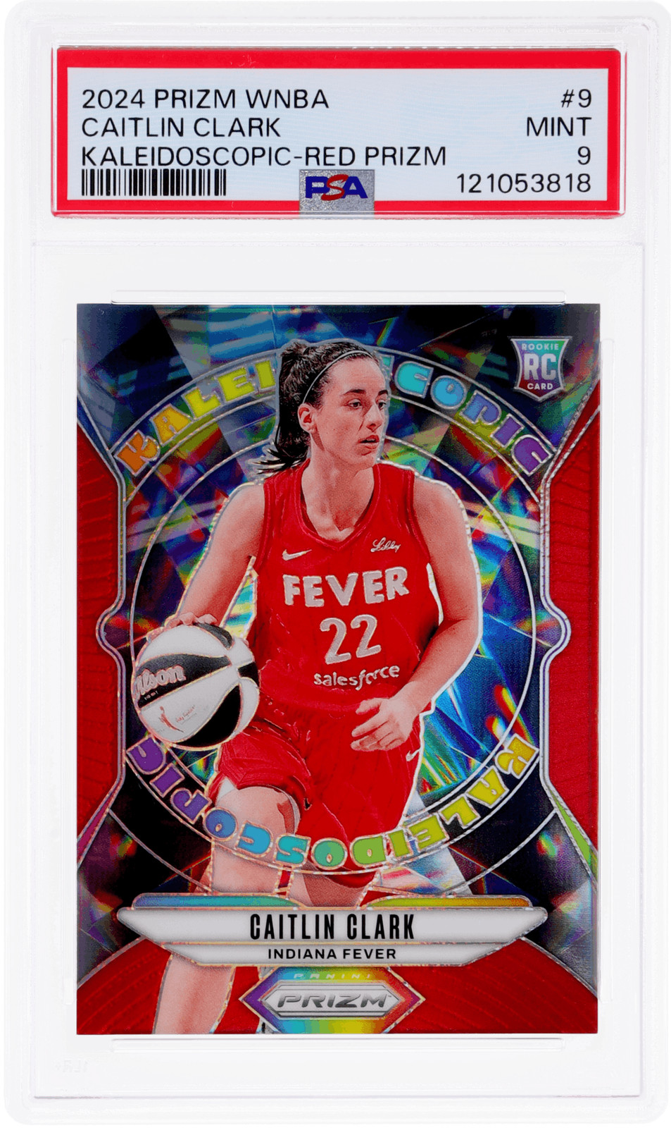 2024 Panini Prizm WNBA Caitlin Clark Kaleidoscopic Red Prizm #9 /99 PSA 9