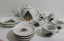 Mini Porcelain Holiday Tea Set Christmas Tree...