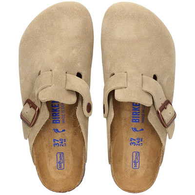 Birkenstock Boston Taupe Clogs Unisex Shoes Suede Upper And Cork Soft Footbed