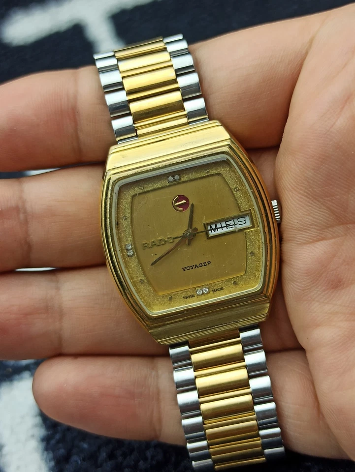 Luxury Rado Watch Gold Dial Swiss Original 1972 Elegant Voyager Model - Image 4 of 4