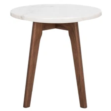 Home Collection Marini Marble/Walnut Round Top Accent End Table