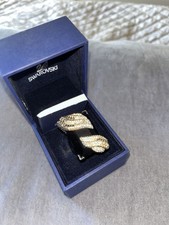 Swarovski Black Gold Crystal Cocktail Ring 80’s 90’s 2000’s Fashion Size 7 N