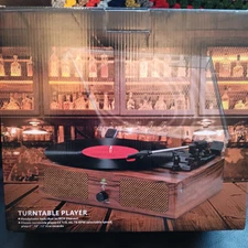 Vinyl Record Player Wireless Turntable with Built-in Speakers and USB