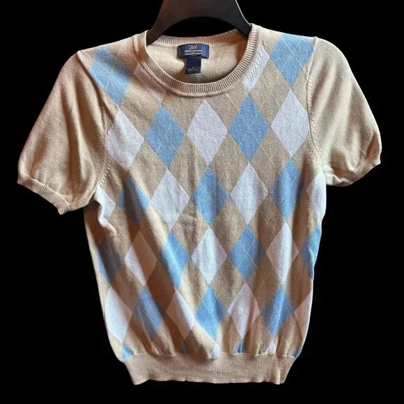 🧶 Brooks Brothers Women’s Argyle Short-Sleeve Sweater – Size Small 🧶 - Image 2 of 3