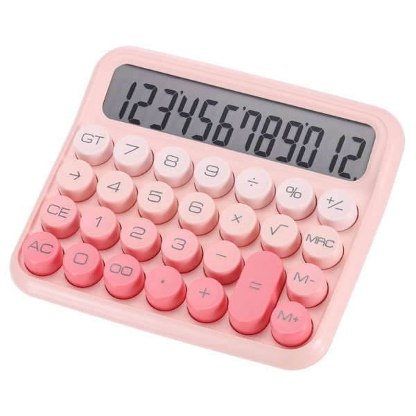 Akkubetriebener 12-Stelliger Tischrechner, Niedlicher Taschenrechner, Pink-image