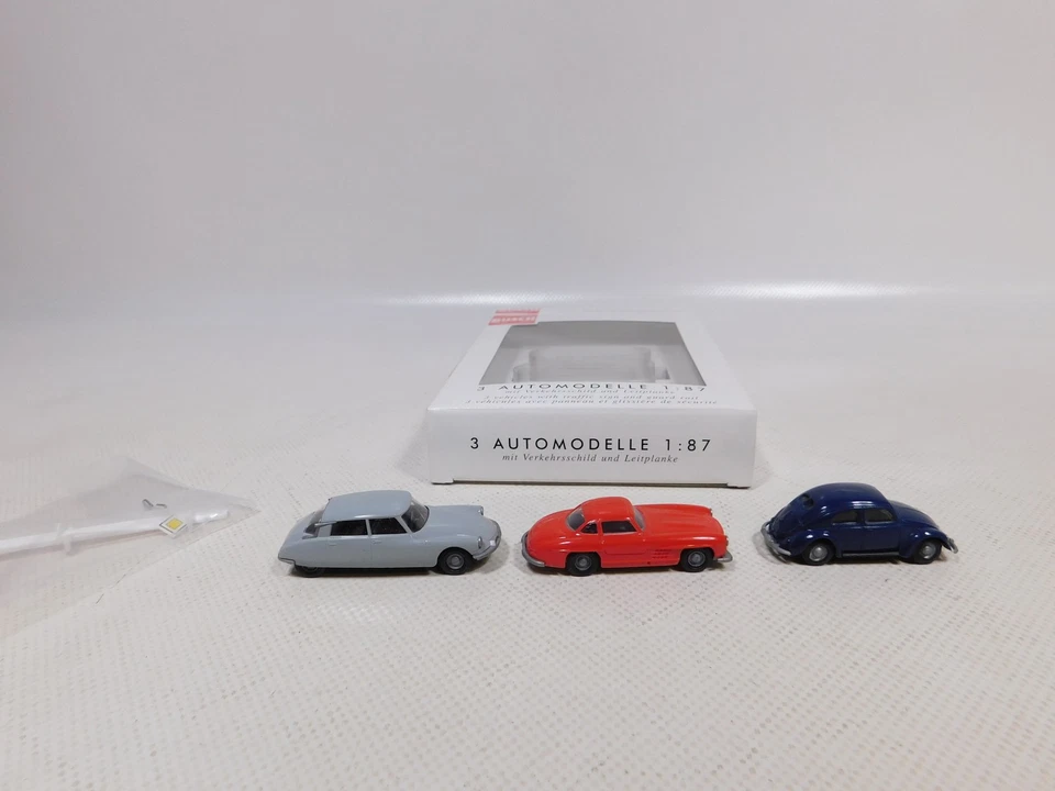Busch H0 1:87 5994 Set 3 Modelli di Auto VW Maggiolino MB 300 Sl ecc Mint + Box - Immagine 2 di 4