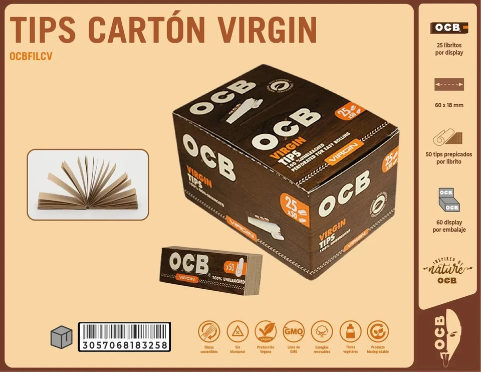 OCB Virgin Unbleached Filter Tips 25×50 – Natural Rolling Tips Box Pack - Image 4 of 4