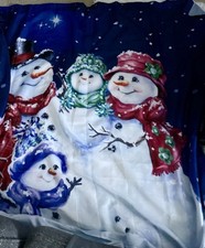 Pretty Merry Christmas Snowman Shower Curtain, 72"W x 72"L Unused