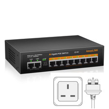 10-Port Gigabit Switch with 8-Poe and 2-RJ45 for Uplink Unmanaged Plug and Play