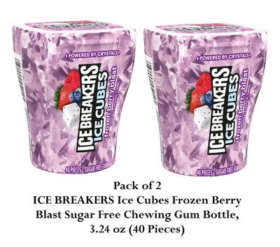 ICE BREAKERS Ice Cubes Frozen Berry Blast Sugar Free Chewing Gum Bottle, 3.24 oz