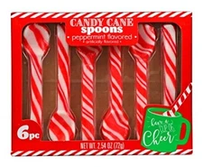 Candy Cane Peppermint Flavored Spoons 6 Pack Red & White Striped Holiday Treat
