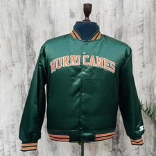 University of Miami Hurricanes Satin Bomber Jacket 90s Varsity Retro Unisex Coat