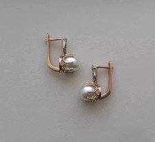 2.00Ct Round Cut Natural Pearl Women's Stud Earrings 14K Yellow Gold Plated