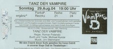 Ticket / Eintrittskarte Musical Tanz der Vampire Hamburg 2004