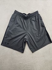 Under Armour Mens Athletic Shorts Gray Black Loose Fit Size M HeatGear Training