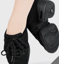 EUC Bloch S0538L Black Women 8.5 Split Sole Dance Sneakers Jazz Hip Hop Lace Up