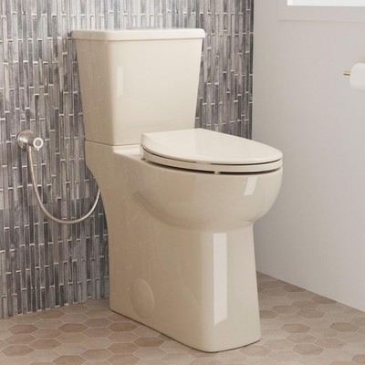 21 Inch Extra Tall Toilet Seniors Beige Toilet Two Piece W/ Skirted Design