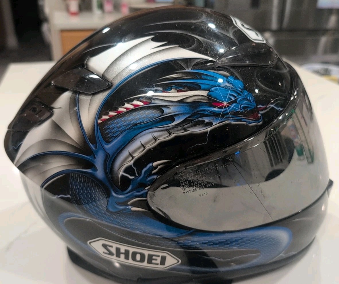 Shoei RF-1100 Blue Dragon No Center Pad *Read