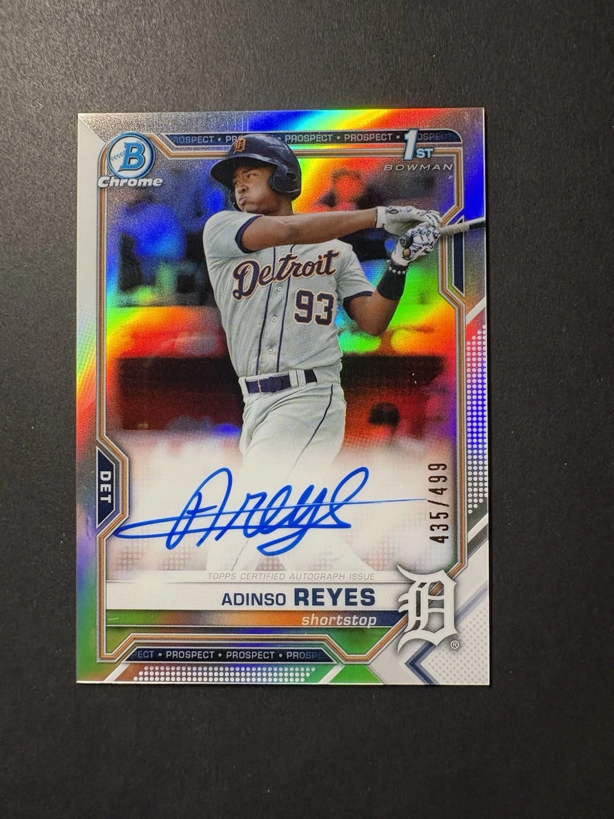 2021 Bowman Chrome Prospects Autographs Adinso Reyes Refractor Auto /499