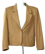 John Meyer Womens Size 12 Brown Wool Fully Lined Shoulder Pad Blazer Suit Jacket