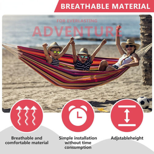 Double Camping Hammock 2 Person Outdoor Garden Chair Bed Hanging Swing Sleeping - Picture 6 of 10