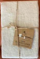 LEVTEX HOME 100 WASHED LINEN NATURAL STANDARD SHAM 100 LIGHT SAND BEIGE NEW