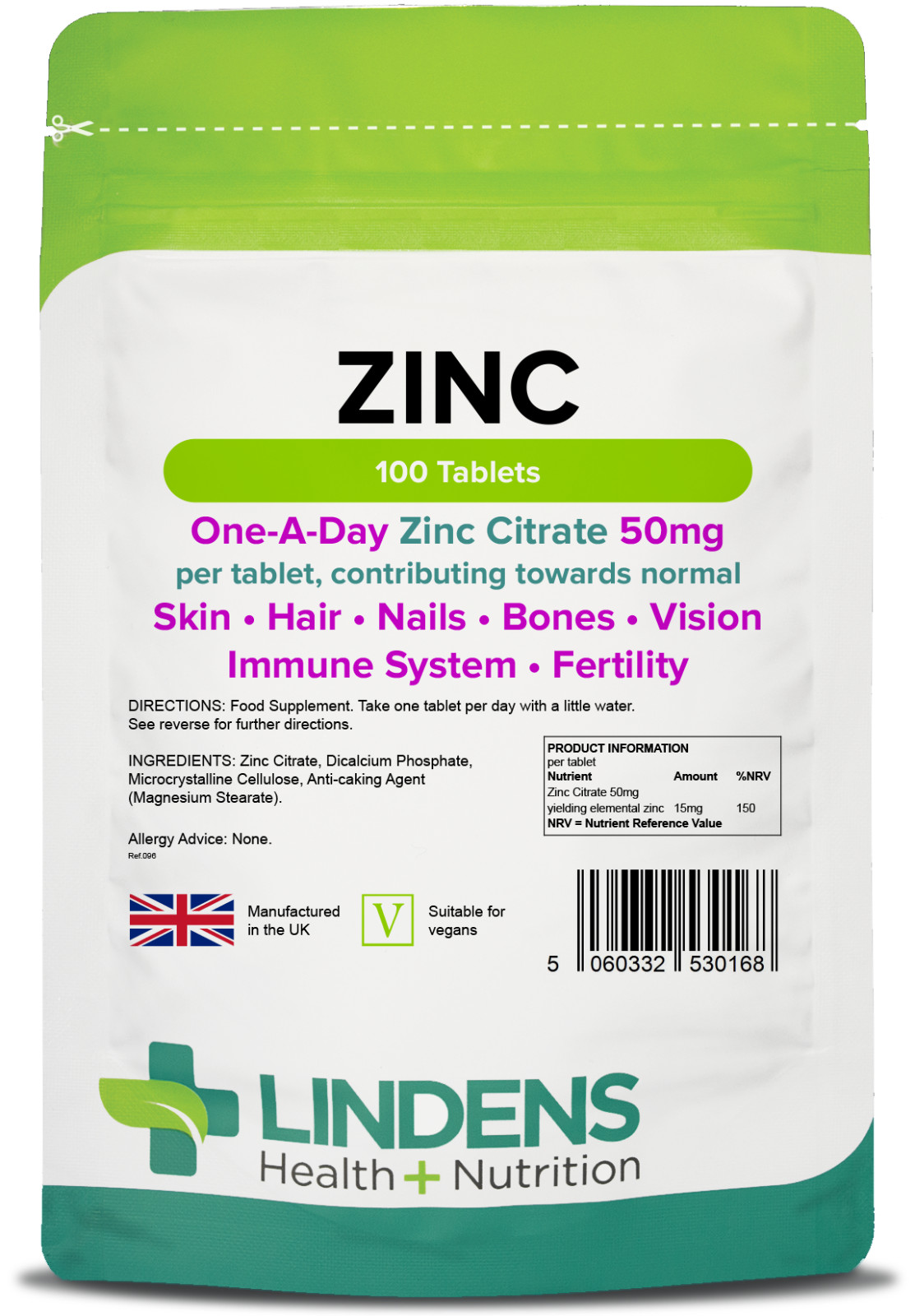 Zinc Citrate 50mg Tablets (100 pack) sexual health - acne - immune system skin