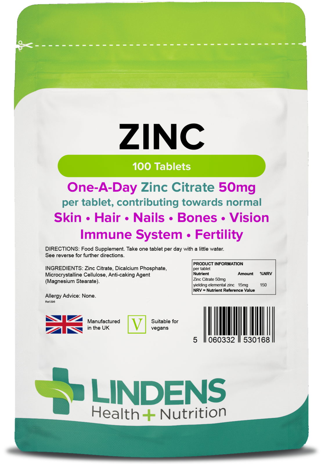 Zinc Citrate 50mg Tablets (100 pack) sexual health - acne - immune system skin