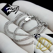 16"-30"MEN 925 STERLING SILVER 2MM GOLD PLATED/SILVER MIAMI CUBAN NECKLACE*SN14