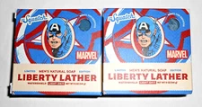 LOT OF 2: New Dr. Squatch Liberty Lather 5oz Bar Soap Light Grit Captain America