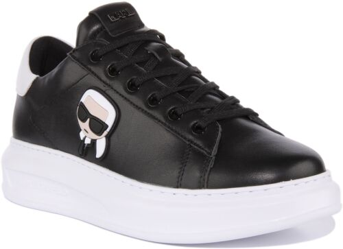 Karl Lagerfeld Kapri Mens Low Top Leather Sneakers In Black Size US 7 - 13 - Afbeelding 1 van 12