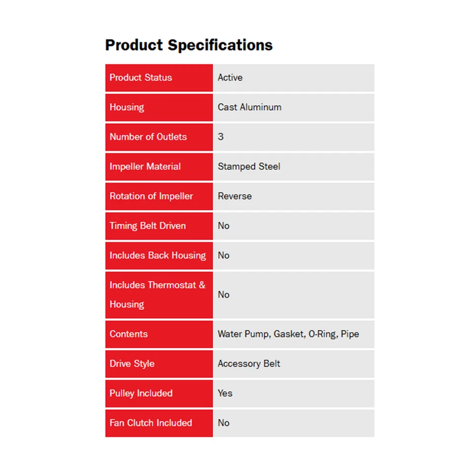 Gates Water Pump Reverse Rotation Aluminum For Jeep Grand Cherokee, Dodge Dakota - Image 2 of 4