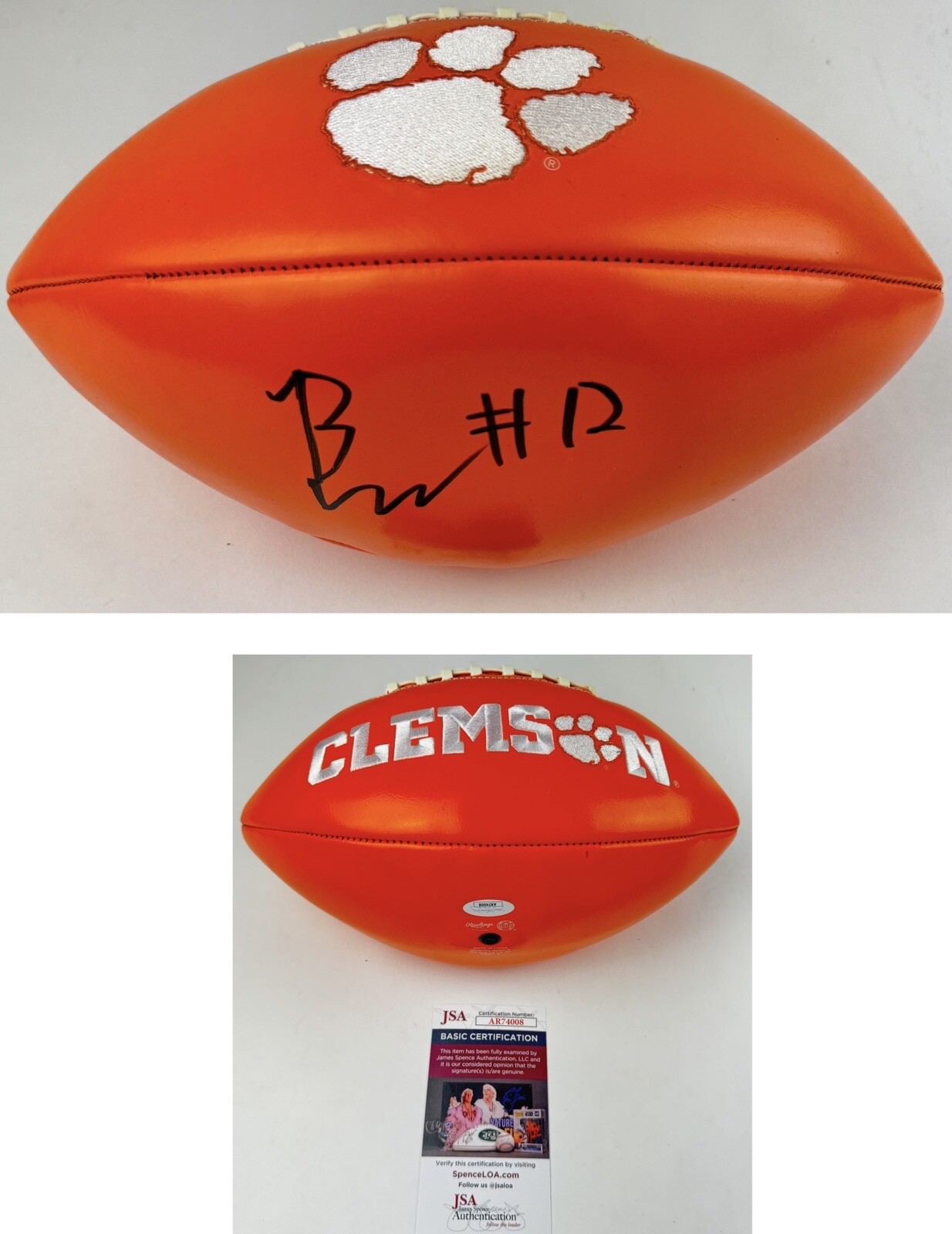 Bryant Wesco Autographed Signed Clemson Tigers Football Custom Ball Logo JSA Authentication 