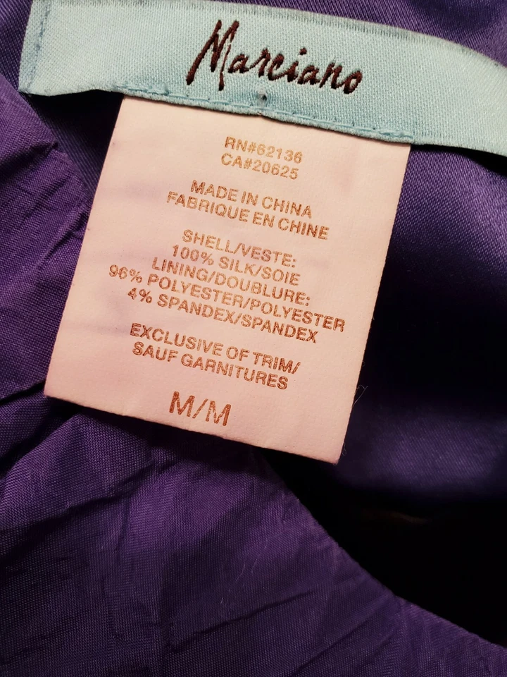 Marciano Womens Dress Size M Medium Purple Black One Shoulder Silk - Image 2 of 4