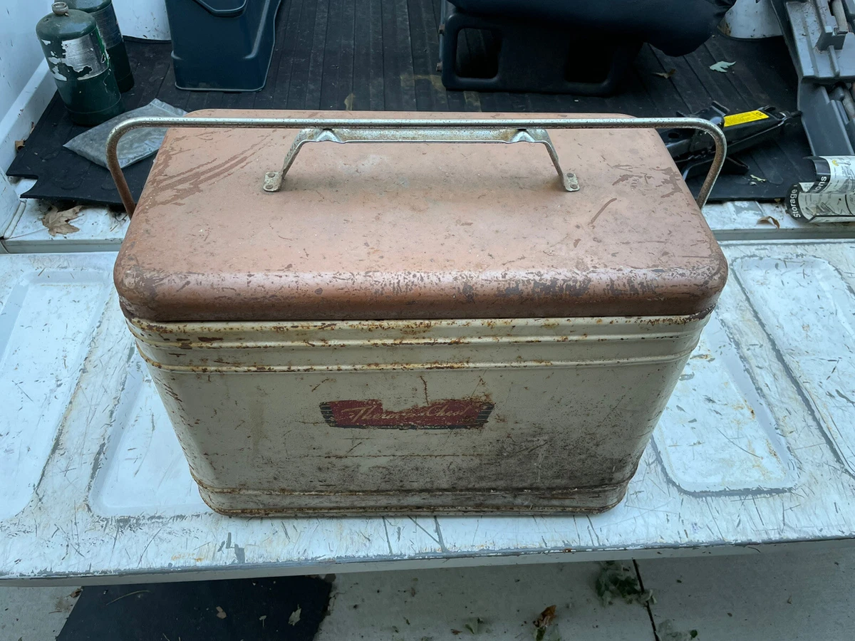 Vintage Knapp Monarch Therm a Chest Picnic Cooler 1950 s Painted Steel Chest