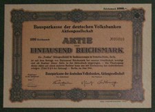 Bausparkasse der deutschen Volksbanken Aktiengesellschaft 1941 1000 RM Nummer 10