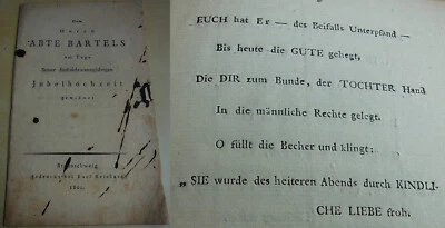 0 x KVK: Kleindruck 1801, Gesang Silberhochzeit Abt BARTELS (Kl. Riddagshausen) - Bild 1 von 4