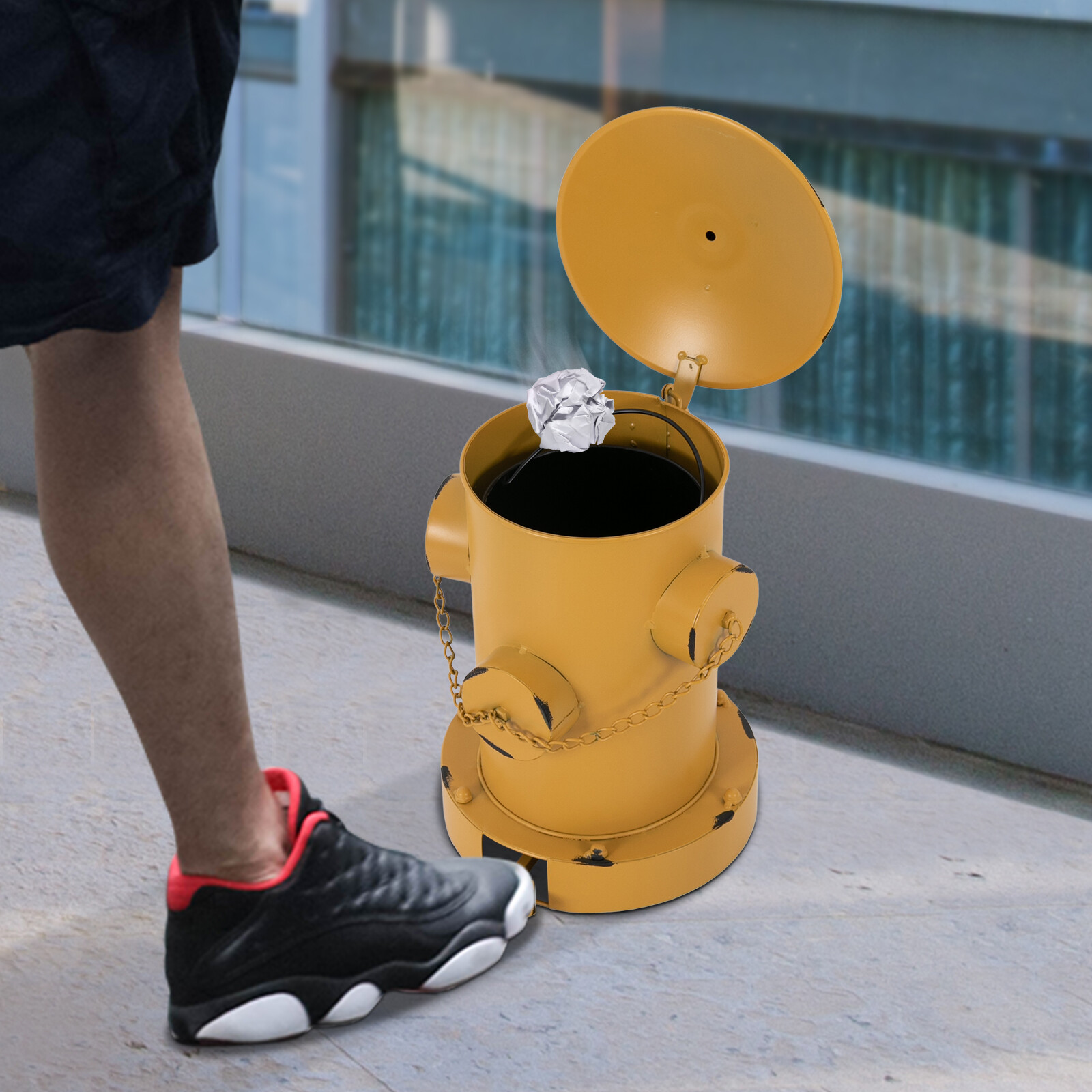 Yellow Retro Step-on Garbage Can Indoor Outdoor 11.8*15.35 In Waste Bin W/ Pedal