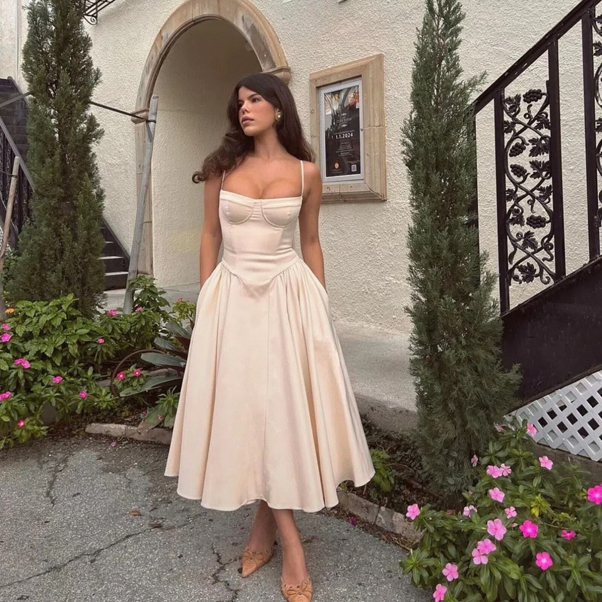 House of CB 'Samaria' Vintage Cream Corset Sundress NWT