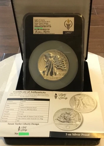 2024 Samoa Light of Liberty 5oz Susan Taylor Design NGC Enhanced REV Proof PF70!