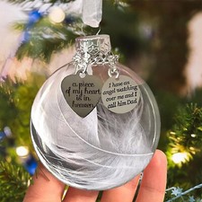 Dad Memorial Ornaments Gifts, Sympathy Bereavement Gift, 2024 Clear Feather B...