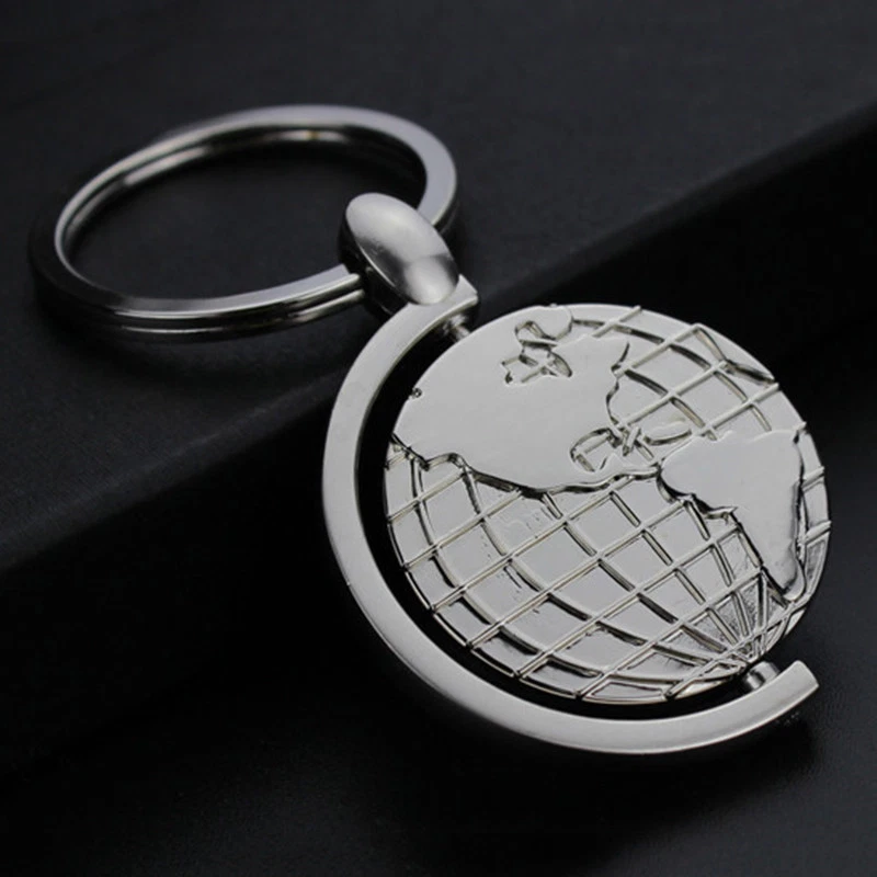 Key Chain Keychain Keyring World Globe Design Metal Key Ring Keyfob Gifts